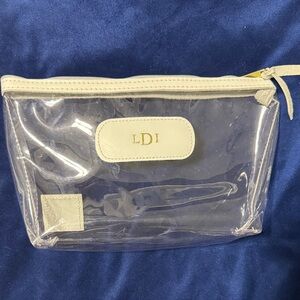 Clear PVC Travel Pouch with White Trim - monogram LDI